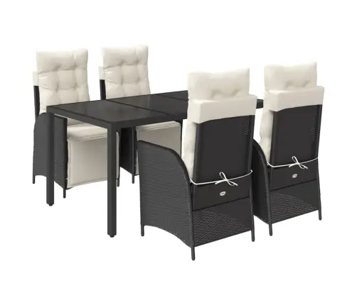 5-Osaline Aiamööbli Komplekt Patjadega, Must, Polürotang