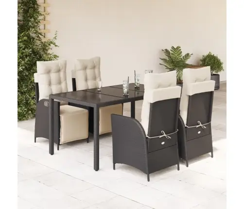 5-Osaline Aiamööbli Komplekt Patjadega, Must, Polürotang