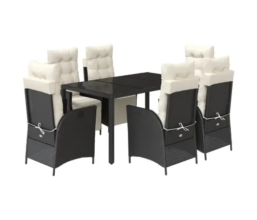 Sodo Komplektas Su Pagalvėlėmis, 7 Dalių, Juodas, Poliratanas