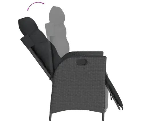 7-Osaline Aiamööblikomplekt Patjadega, Must, Polürotang