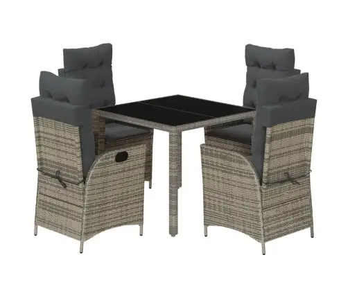 5-Daļīgs Dārza Mēbeļu Komplekts, Matrači, Pelēka Pe Rotangpalma Vidaxl