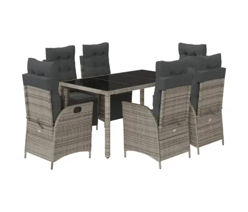 7-Osaline Aiamööbli Komplekt Patjadega, Hall, Polürotang