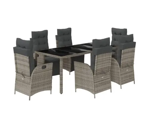 Sodo Komplektas Su Pagalvėlėmis, 7 Dalių, Pilkas, Poliratanas