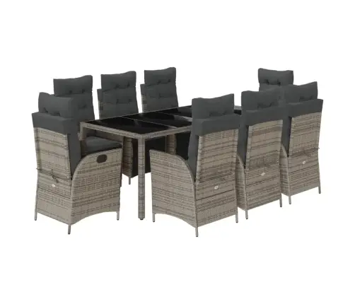 9-Daļīgs Dārza Mēbeļu Komplekts Ar Matračiem, Pe Rotangpalma Vidaxl