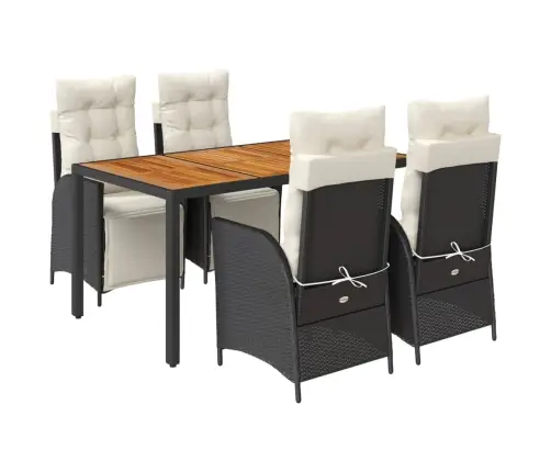 5-Osaline Aiamööbli Komplekt Patjadega, Must, Polürotang