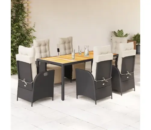 Sodo Komplektas Su Pagalvėlėmis, 7 Dalių, Juodas, Poliratanas