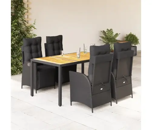 5-Daļīgs Dārza Mēbeļu Komplekts, Matrači, Melna Pe  Rotangpalma Vidaxl 5-Daļīgs Dārza Mēbeļu Komplekts, Matrači, Melna Pe  Rotangpalma Vidaxl