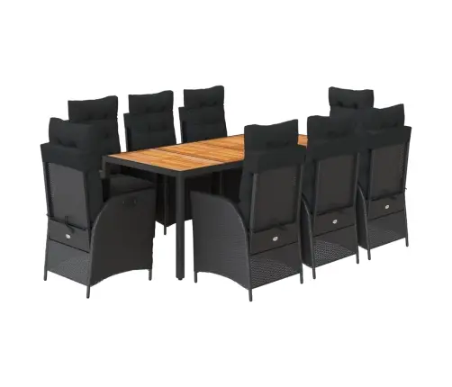 Sodo Komplektas Su Pagalvėlėmis, 9 Dalių, Juodas, Poliratanas