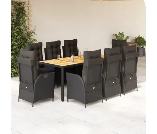 Sodo Komplektas Su Pagalvėlėmis, 9 Dalių, Juodas, Poliratanas