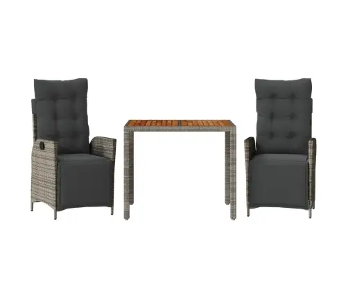 3-Daļīgs Dārza Mēbeļu Komplekts, Matrači, Pelēka Pe Rotangpalma Vidaxl
