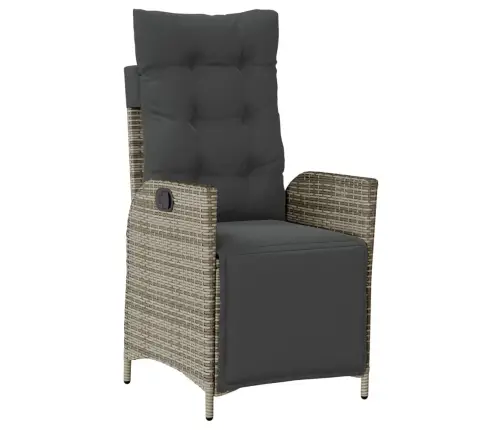 3-Daļīgs Dārza Mēbeļu Komplekts, Matrači, Pelēka Pe Rotangpalma Vidaxl