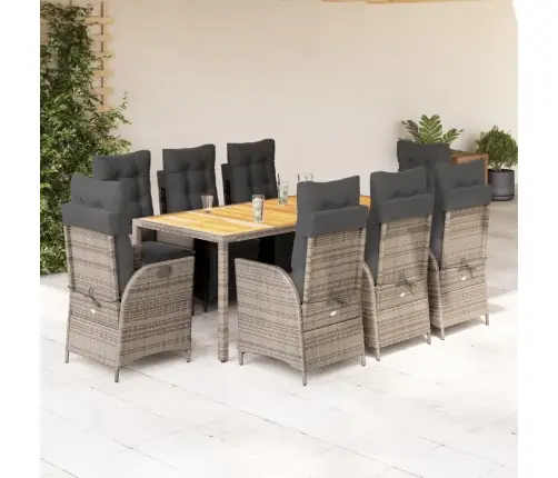 9-Daļīgs Dārza Mēbeļu Komplekts Ar Matračiem, Pe Rotangpalma Vidaxl