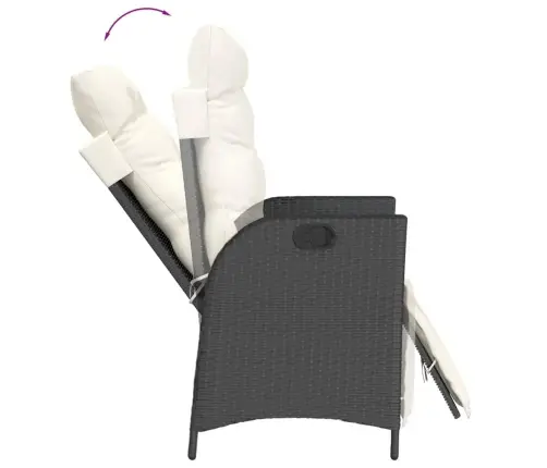 7-Osaline Aiamööblikomplekt Patjadega, Must, Polürotang