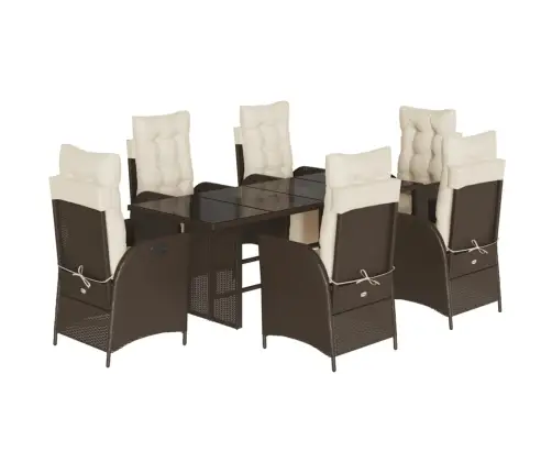 7-Daļīgs Dārza Mēbeļu Komplekts, Matrači, Brūna Pe Rotangpalma Vidaxl