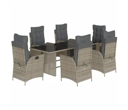 7-Daļīgs Dārza Mēbeļu Komplekts, Matrači, Pelēka Pe Rotangpalma Vidaxl