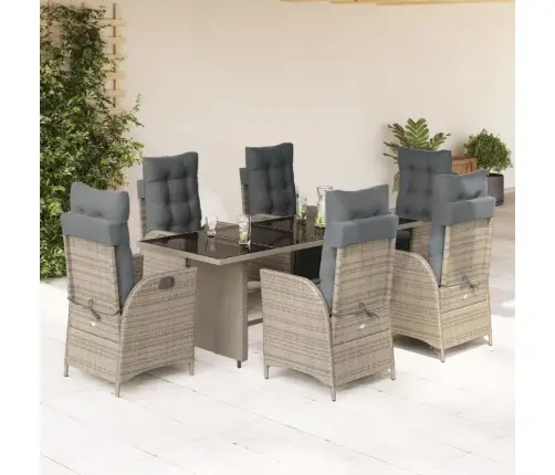 7-Daļīgs Dārza Mēbeļu Komplekts, Matrači, Pelēka Pe Rotangpalma Vidaxl