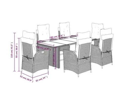 7-Daļīgs Dārza Mēbeļu Komplekts, Matrači, Bēša Pe Rotangpalma Vidaxl