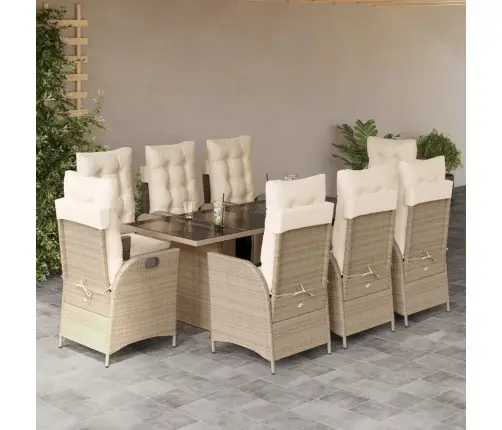 9-Daļīgs Virtuves Mēbeļu Komplekts Ar Matračiem, Pe Rotangpalma Vidaxl