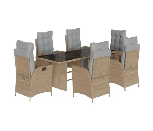 7-Daļīgs Virtuves Mēbeļu Komplekts Ar Matračiem,Pe Rotangpalma Vidaxl