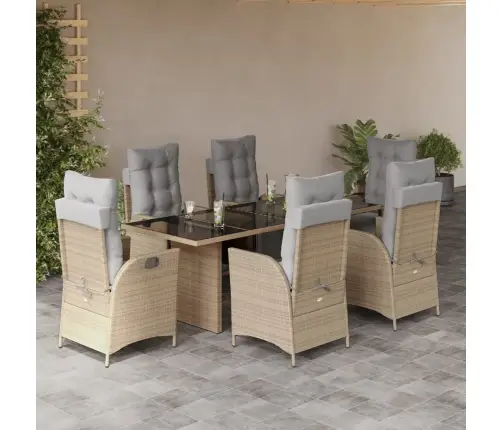 7-Daļīgs Virtuves Mēbeļu Komplekts Ar Matračiem,Pe Rotangpalma Vidaxl