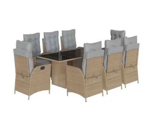 9-Daļīgs Virtuves Mēbeļu Komplekts Ar Matračiem, Pe Rotangpalma Vidaxl