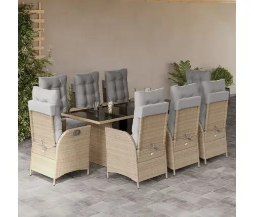 9-Daļīgs Virtuves Mēbeļu Komplekts Ar Matračiem, Pe Rotangpalma Vidaxl