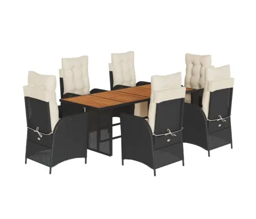 7-Osaline Aiamööblikomplekt Patjadega, Must, Polürotang