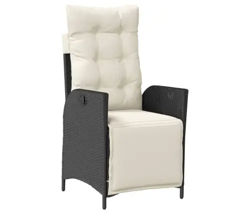 7-Osaline Aiamööblikomplekt Patjadega, Must, Polürotang