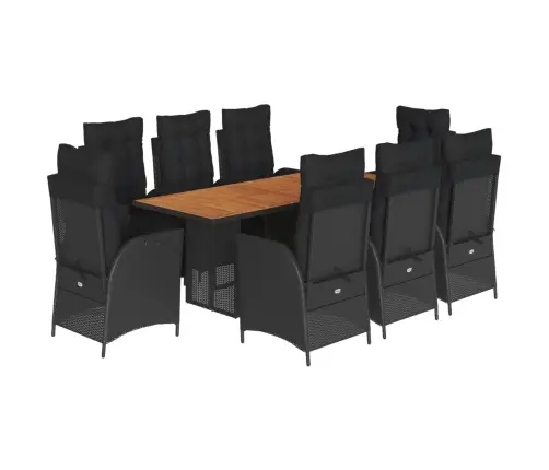 Sodo Komplektas Su Pagalvėlėmis, 9 Dalių, Juodas, Poliratanas