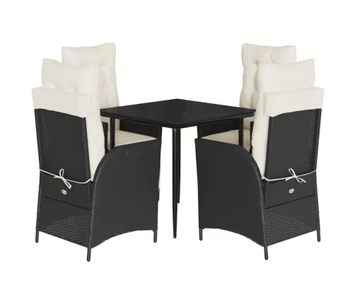 5-Daļīgs Dārza Mēbeļu Komplekts, Matrači, Melna Pe  Rotangpalma Vidaxl