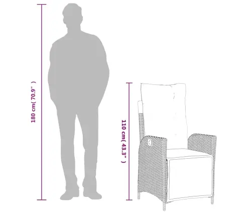 9-Osaline Aiamööbli Komplekt Patjadega, Must, Polürotang