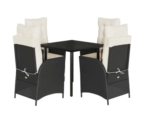 5-Daļīgs Dārza Mēbeļu Komplekts, Matrači, Melna Pe  Rotangpalma Vidaxl