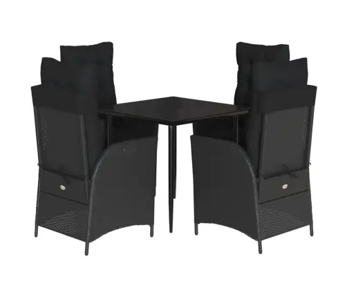 5-Daļīgs Dārza Mēbeļu Komplekts, Matrači, Melna Pe  Rotangpalma Vidaxl