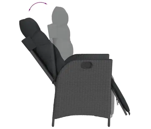 5-Daļīgs Dārza Mēbeļu Komplekts, Matrači, Melna Pe  Rotangpalma Vidaxl