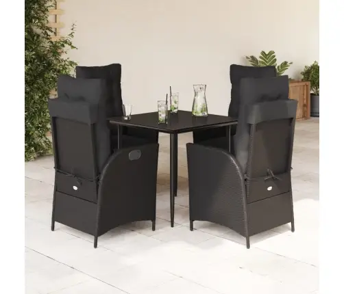 5-Daļīgs Dārza Mēbeļu Komplekts, Matrači, Melna Pe  Rotangpalma Vidaxl