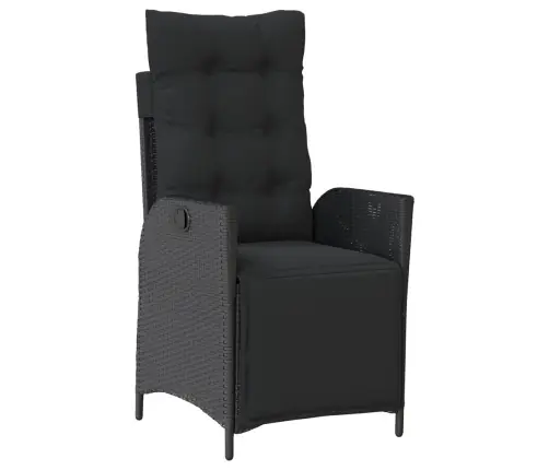 7-Osaline Aiamööblikomplekt Patjadega, Must, Polürotang