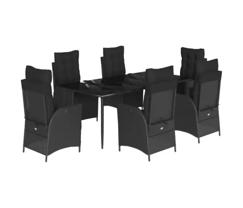 Sodo Komplektas Su Pagalvėlėmis, 7 Dalių, Juodas, Poliratanas