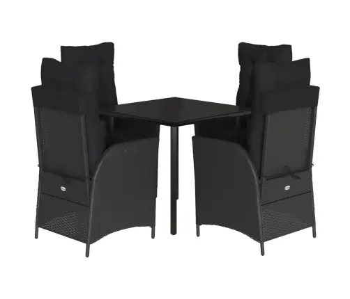 Sodo Komplektas Su Pagalvėlėmis, 5 Dalių, Juodas, Poliratanas