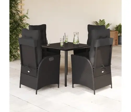 Sodo Komplektas Su Pagalvėlėmis, 5 Dalių, Juodas, Poliratanas