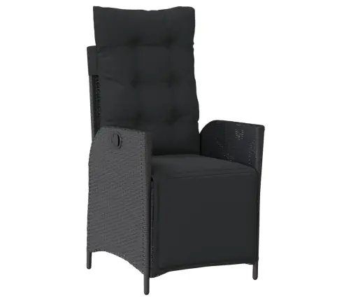 7-Osaline Aiamööblikomplekt Patjadega, Must, Polürotang