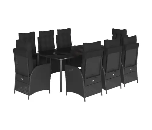 9-Osaline Aiamööbli Komplekt Patjadega, Must, Polürotang