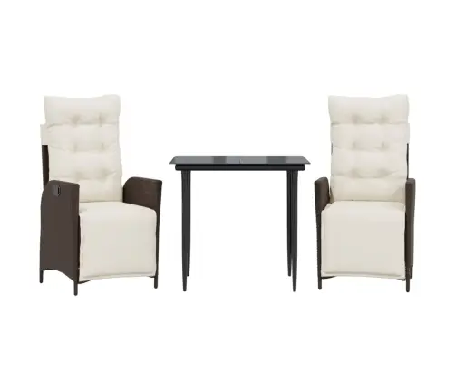 3-Osaline Aia Söögimööbli Komplekt Patjadega, Pruun, Polürotang