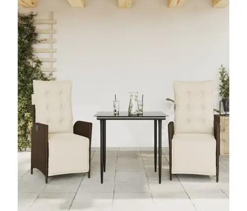 3-Osaline Aia Söögimööbli Komplekt Patjadega, Pruun, Polürotang