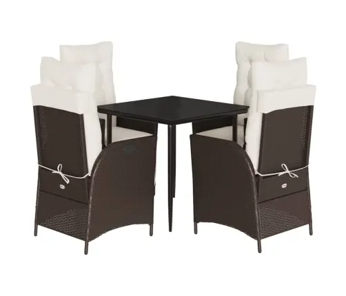 Sodo Komplektas Su Pagalvėlėmis, 5 Dalių, Rudas, Poliratanas