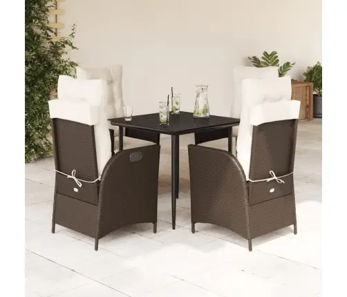 Sodo Komplektas Su Pagalvėlėmis, 5 Dalių, Rudas, Poliratanas