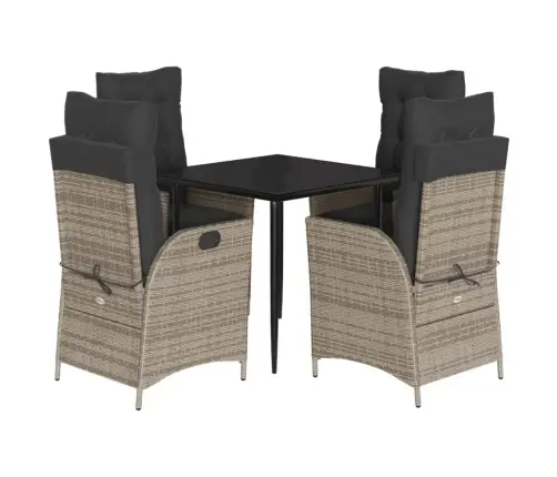 5-Osaline Aiamööbli Komplekt Patjadega, Hall, Polürotang