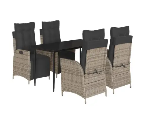 Sodo Komplektas Su Pagalvėlėmis, 5 Dalių, Pilkas, Poliratanas