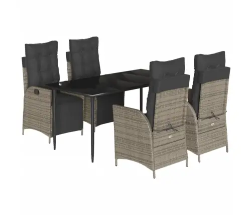 5-Daļīgs Dārza Mēbeļu Komplekts, Matrači, Pelēka Pe Rotangpalma Vidaxl