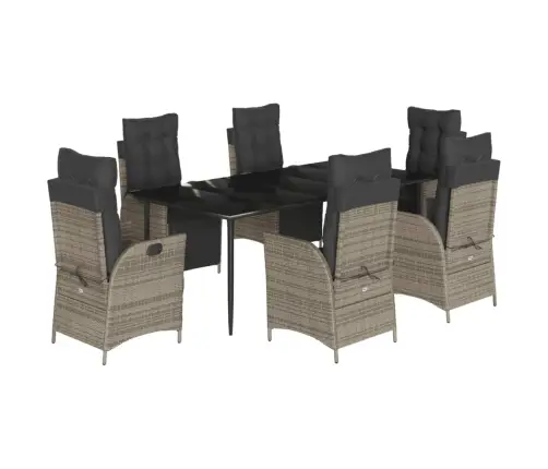 7-Daļīgs Dārza Mēbeļu Komplekts, Matrači, Pelēka Pe Rotangpalma Vidaxl 7-Daļīgs Dārza Mēbeļu Komplekts, Matrači, Pelēka Pe Rotangpalma Vidaxl