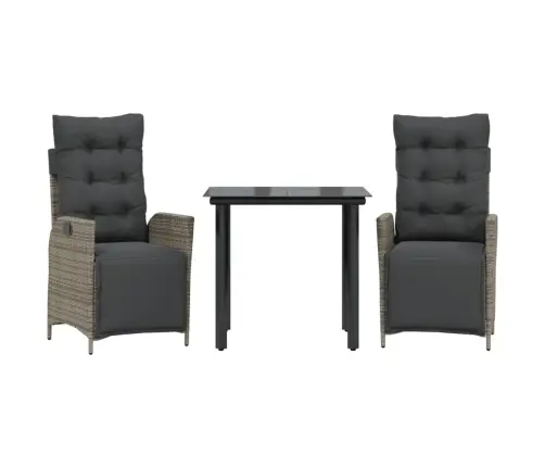 Sodo Komplektas Su Pagalvėlėmis, 3 Dalių, Pilkas, Poliratanas